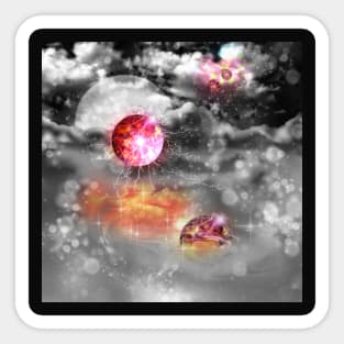 fantasy landscape fireballs Sticker